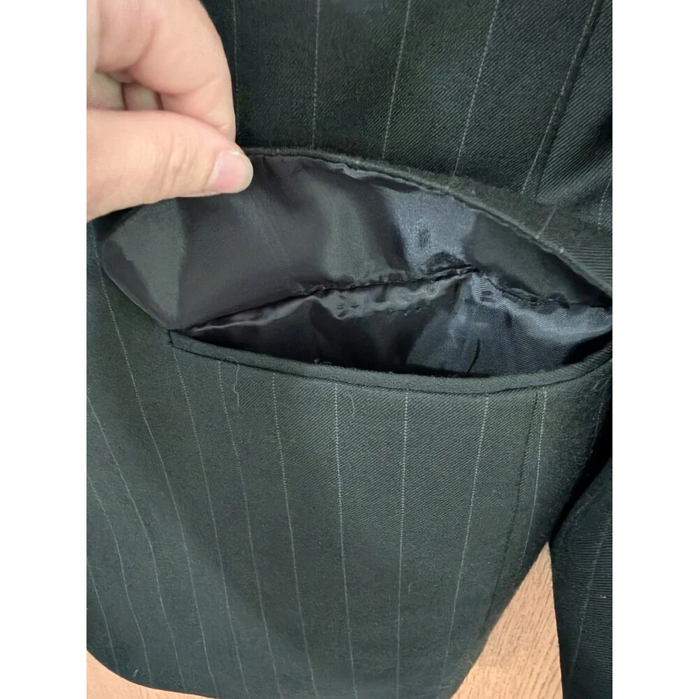 Vintage Petrocelli Black Stripe Wool Blend Men Blazer Sport Coat Jacket sz 42 R